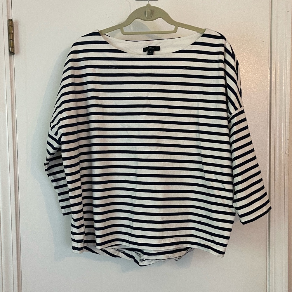 j.Crew Striped Dolman Sleeve Boxy Top
